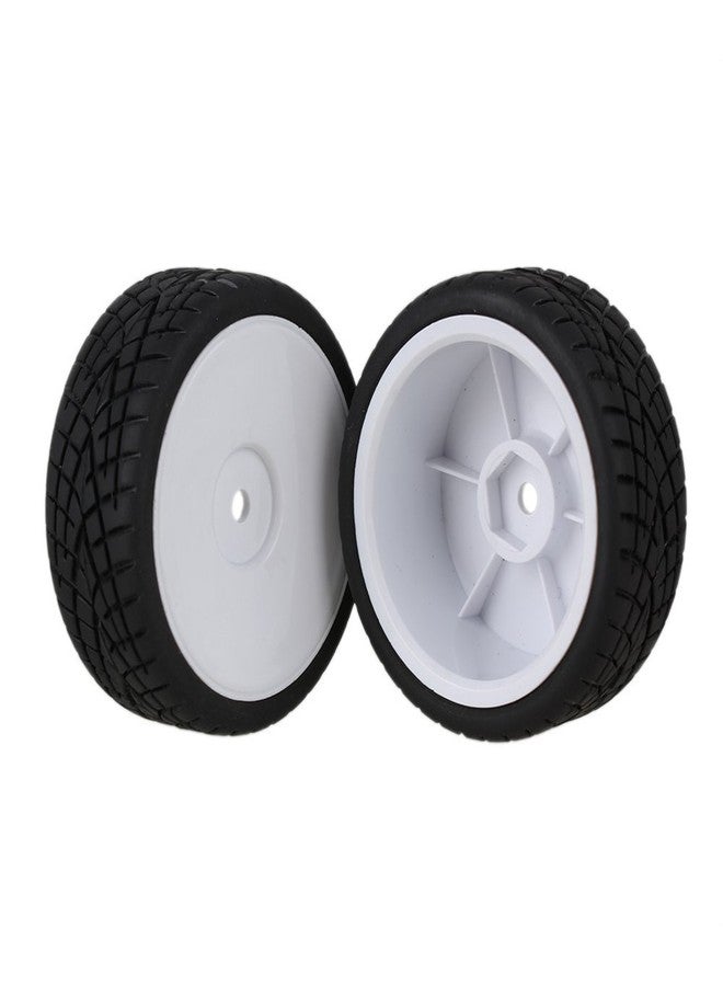 Mxfans White Plastic Smooth Flat Disc Wheel Rims + Striped Pattern Rubber Tires Tyres for RC 1:10 On Road Racing Car Spare Parts Set of 4 - Image 3
